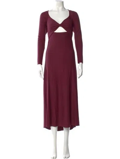 Pre-owned Johanna Ortiz Square Neckline Long Dress In Burgundy