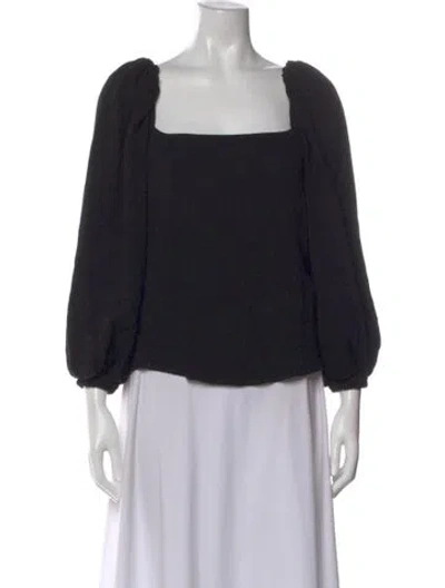 Pre-owned Johanna Ortiz Square Neckline Long Sleeve Blouse In Black