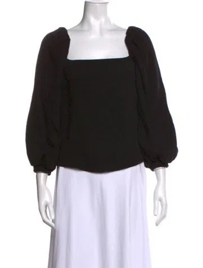 Pre-owned Johanna Ortiz Square Neckline Long Sleeve Blouse In Black