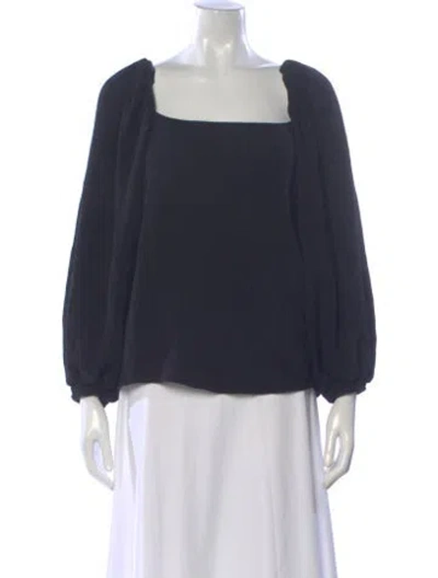 Pre-owned Johanna Ortiz Square Neckline Long Sleeve Blouse In Blue