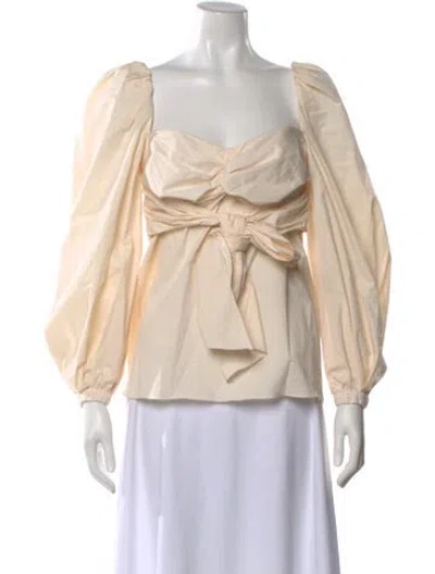 Pre-owned Johanna Ortiz Square Neckline Long Sleeve Blouse In Neutral