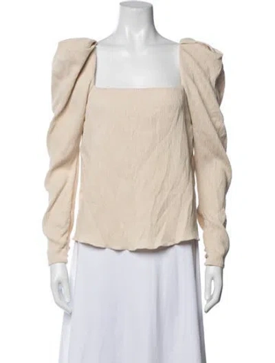 Pre-owned Johanna Ortiz Square Neckline Long Sleeve Blouse In Neutral
