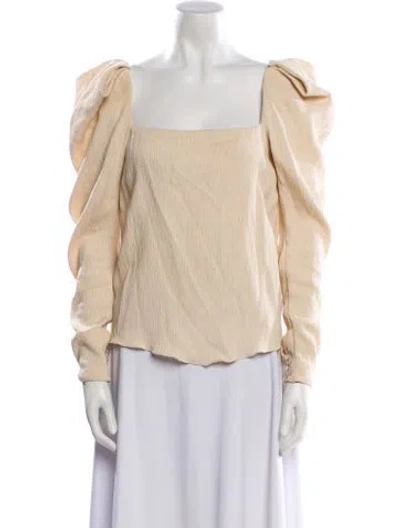 Pre-owned Johanna Ortiz Square Neckline Long Sleeve Blouse In Neutral