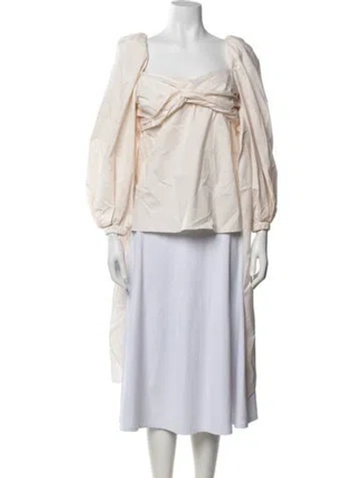 Pre-owned Johanna Ortiz Square Neckline Long Sleeve Blouse In Neutrals