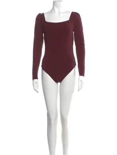 Pre-owned Johanna Ortiz Square Neckline Long Sleeve Bodysuit In Burgundy