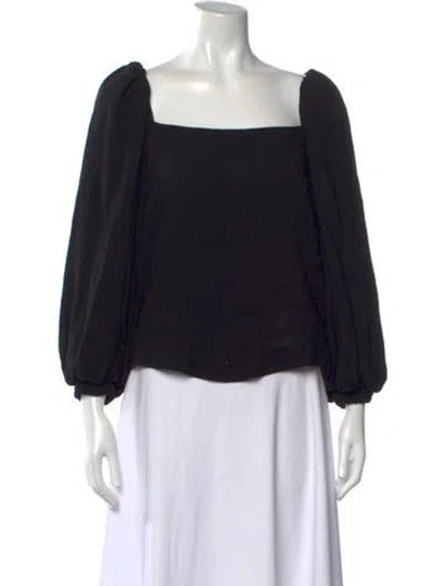 Pre-owned Johanna Ortiz Square Neckline Long Sleeve Top In Black