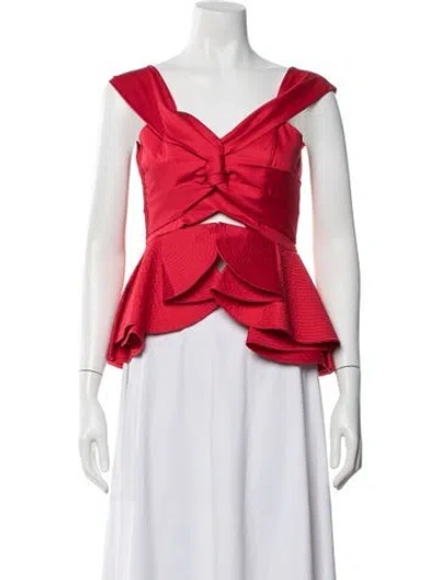 Pre-owned Johanna Ortiz Square Neckline Sleeveless Top In Red