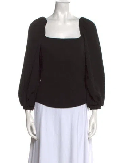Pre-owned Johanna Ortiz Square Neckline Three-quarter Sleeve Blouse In Black