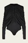 Johanna Ortiz Starlight Cape-effect Cutout Draped Stretch-jersey Bodysuit In Black