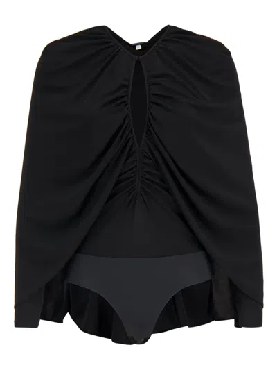 Johanna Ortiz Starlight Draped Bodysuit In Black