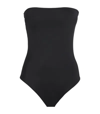 Johanna Ortiz Strapless Jungle Shant Swimsuit In Black