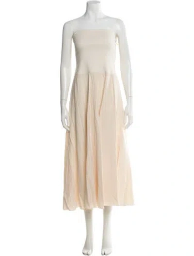 Pre-owned Johanna Ortiz Strapless Midi Length Dress In Neutral