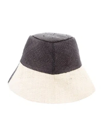 Pre-owned Johanna Ortiz Straw Colorblock Hat In Black