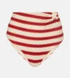 Johanna Ortiz Striped High-rise Bikini Bottoms In Multicoloured