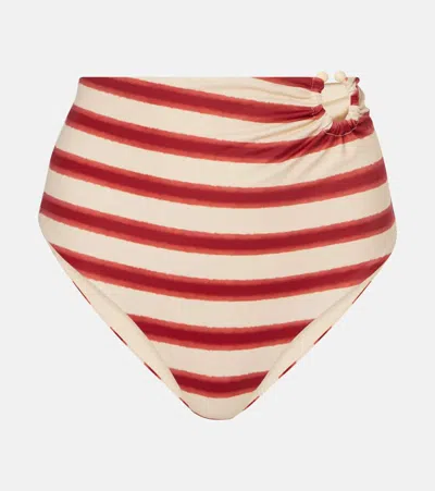 Johanna Ortiz Striped High-rise Bikini Bottoms In Multicoloured