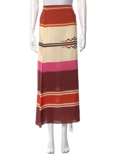 Pre-owned Johanna Ortiz Striped Midi Length Skirt In Neutral