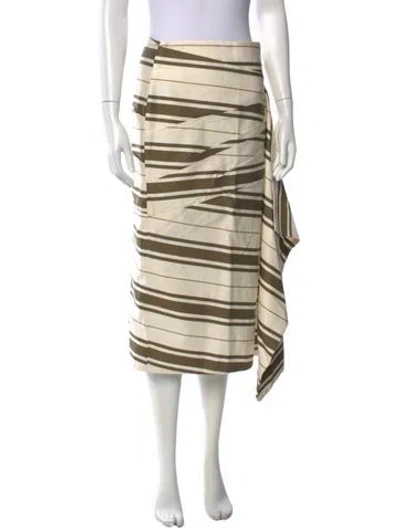 Pre-owned Johanna Ortiz Striped Midi Length Skirt W/ Tags In Neutral
