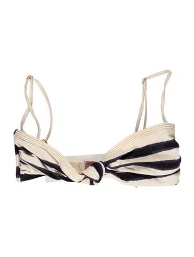 Pre-owned Johanna Ortiz Striped Ruffle Embellishment Top In Neutral