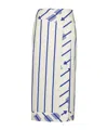 Johanna Ortiz Mar De Cortes Midi Skirt Arrow Stripes Blue In White