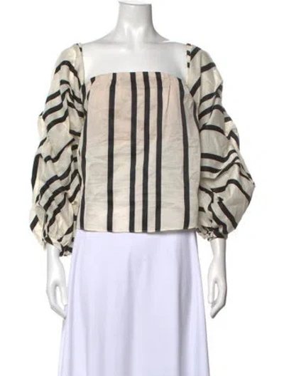 Pre-owned Johanna Ortiz Striped Square Neckline Blouse In Multicolor