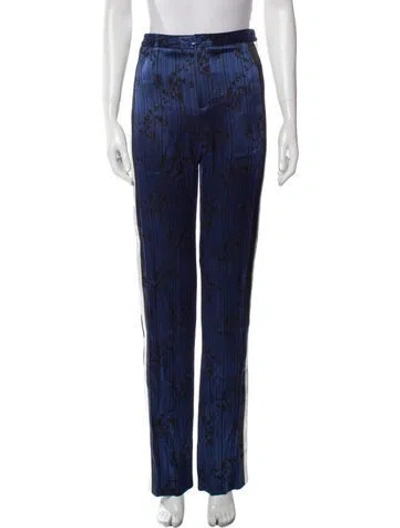 Pre-owned Johanna Ortiz Striped Straight Leg Pants In Blue