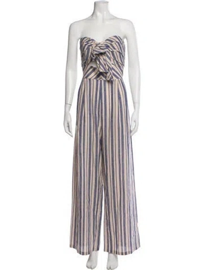 Pre-owned Johanna Ortiz Striped Strapless Jumpsuit In Neutrals
