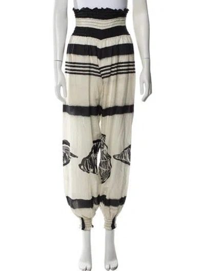 Pre-owned Johanna Ortiz Striped Wide Leg Pants In Neutrals