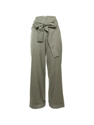 Johanna Ortiz Striped-pattern Tie-waist Trousers In Green