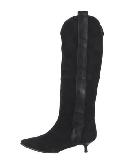 Pre-owned Johanna Ortiz Suede Boots In Black