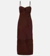 Johanna Ortiz Palace Intrigue Paneled Leather Midi Dress In Brown