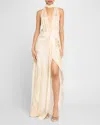 Johanna Ortiz Summer Counts Scarf-detailed Gown In Wilderness Beige Taupe