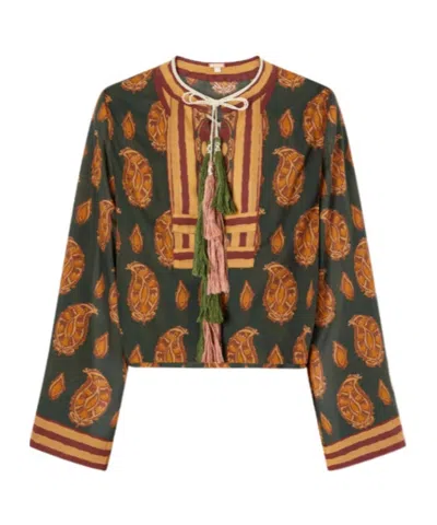 Johanna Ortiz Sun Whisper Printed Cotton Blouse In Green