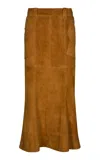 Johanna Ortiz Sundown Becerro Leather Midi Skirt In Brown