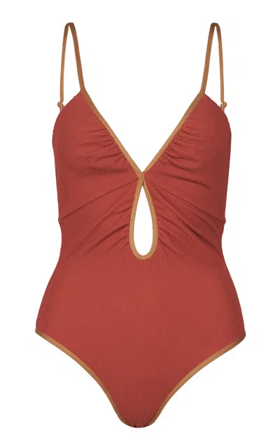 Johanna Ortiz Sundown Dust Cutout One-piece Swimsuit In Burgundy