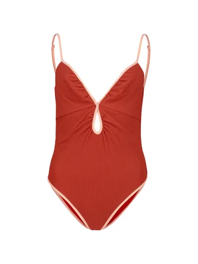 Johanna Ortiz Sundown Dust Ribbed Swimsuit In Transparent