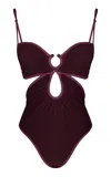 Johanna Ortiz Sunny Days Cutout One-piece Swimsuit In Burgundy