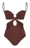 Johanna Ortiz Sunny Days Ring-detailed One-piece Bathing Suit In Burgundy