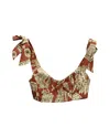 Johanna Ortiz + Net Sustain Sunset Riders Cropped Printed Organic Linen Top In Multi