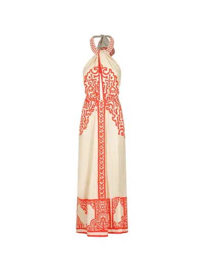 Johanna Ortiz Sunset Script Halterneck Maxi Dress In Multi