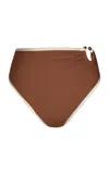 Johanna Ortiz Susurro Del Agua Ring-detailed High-waisted Bikini Bottom In Brown
