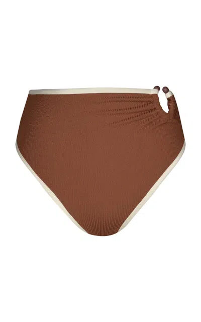 Johanna Ortiz Susurro Del Agua Ring-detailed High-waisted Bikini Bottom In Brown
