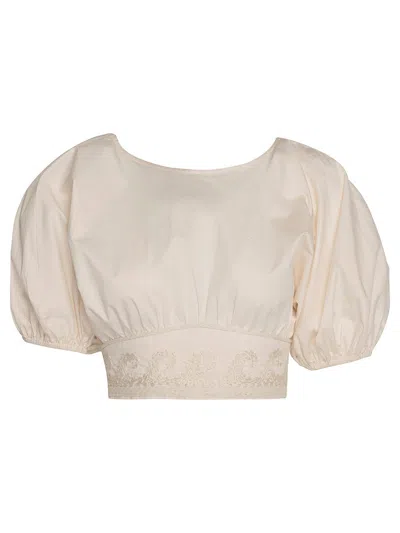 Johanna Ortiz Sweet Water Crop Top Ecru In White