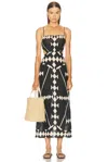 Johanna Ortiz Linen Printed Tactile Winds Maxi Dress In Black