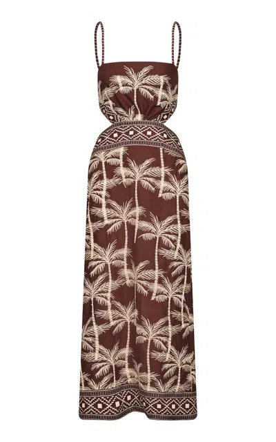 Johanna Ortiz Tactile Winds Cotton-blend Maxi Dress In Animal Print