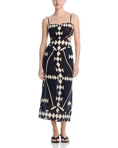 Johanna Ortiz Tactile Winds Cover Up Maxi Dress In Black/ecru