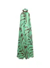 Johanna Ortiz Tactile Winds Maxi Dress Swim Palm Stripes Burgundy Mint