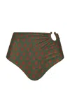 Johanna Ortiz Taika Printed U-ring Bikini Bottom In Green