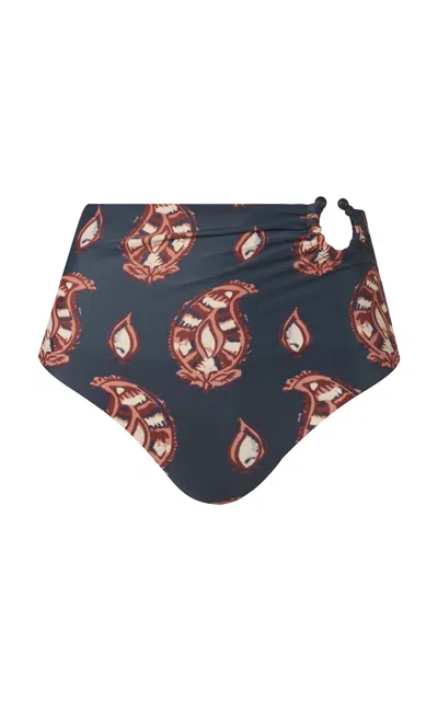 Johanna Ortiz Taita High-rise Printed Bikini Bottom In Blue