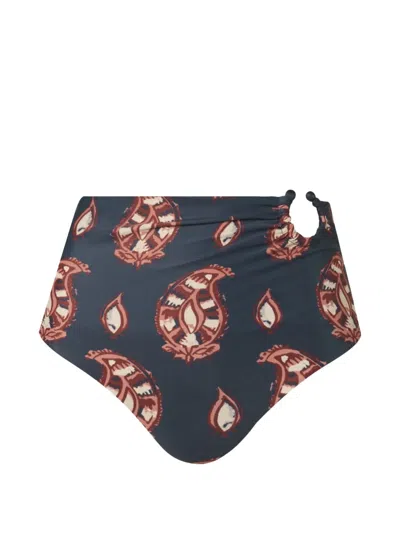 Johanna Ortiz Taita Paisley-print Bikini Bottoms In Blue