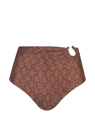 Johanna Ortiz Taita Paisley-print Bikini Bottoms In Brown